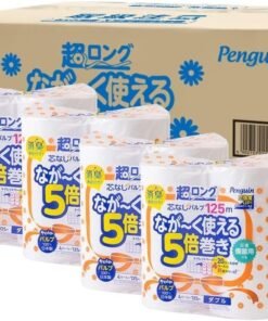 【ケース販売】丸富製紙 ペンギン超ロングパルプトイレットロール 125ｍ 4ロール ダブル×4