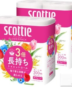 フラワーパック 3倍長持ち トイレットペーパー 75m ダブル(75m * 4ロール * 2袋セット) オリジナルティッシュ付 まとめ買い